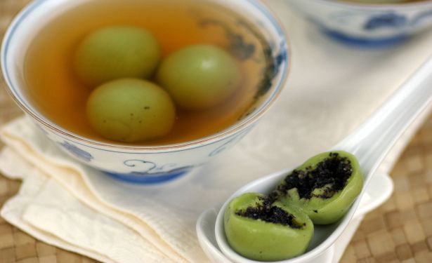 Green Tea Dumplings With Black Sesame