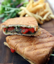 Healthy:GrilledVegetablePanini withchips.