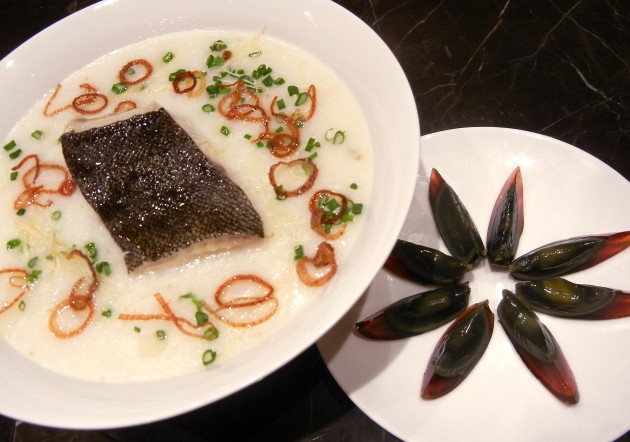 Congee with Cod Fish and Century Egg.