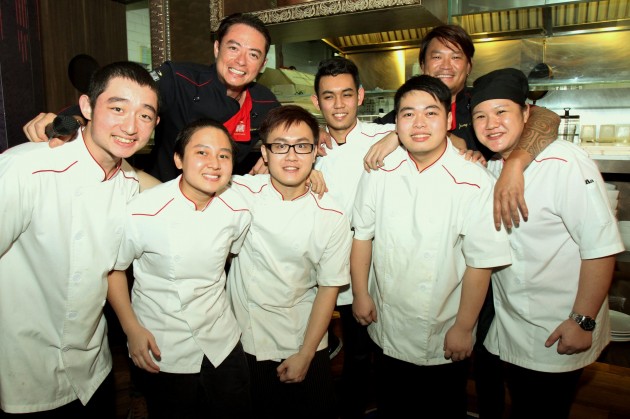 Chefs Lian (top left) and Fua of Elegantology Gallery & Restaurant, with their kitchen staff (from left) Daniel Lian Johan, Nurul Haffizah Ismail, Vincent Mah, Michael Bates, Kelvin Chia and Yoong Yuin Hun.