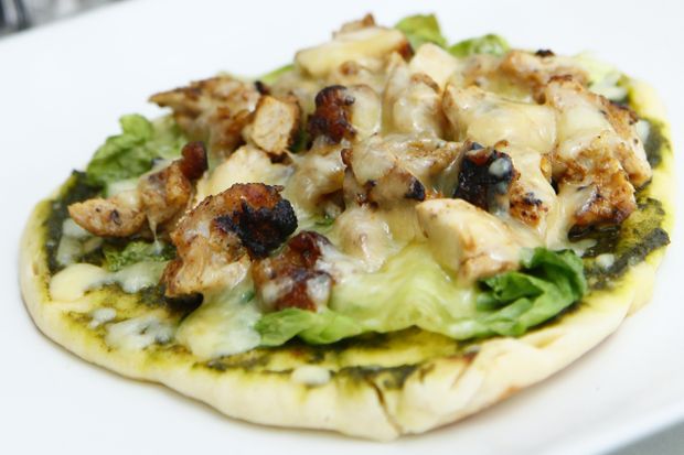 Pesto Naan Pizza with Caesar Grilled Chicken