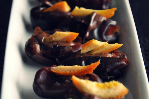 Hazelnut Chocolate and Orange Peel Stuffed Dates