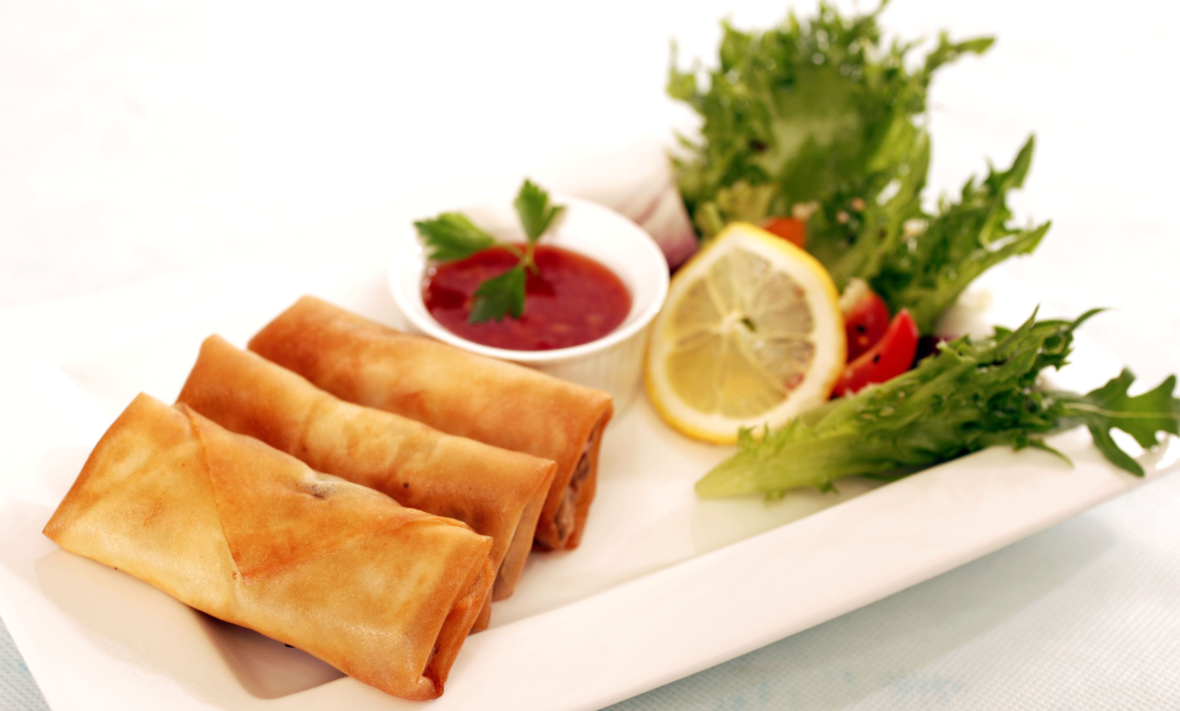 Mushrooms, Chicken and Cheese Spring Rolls