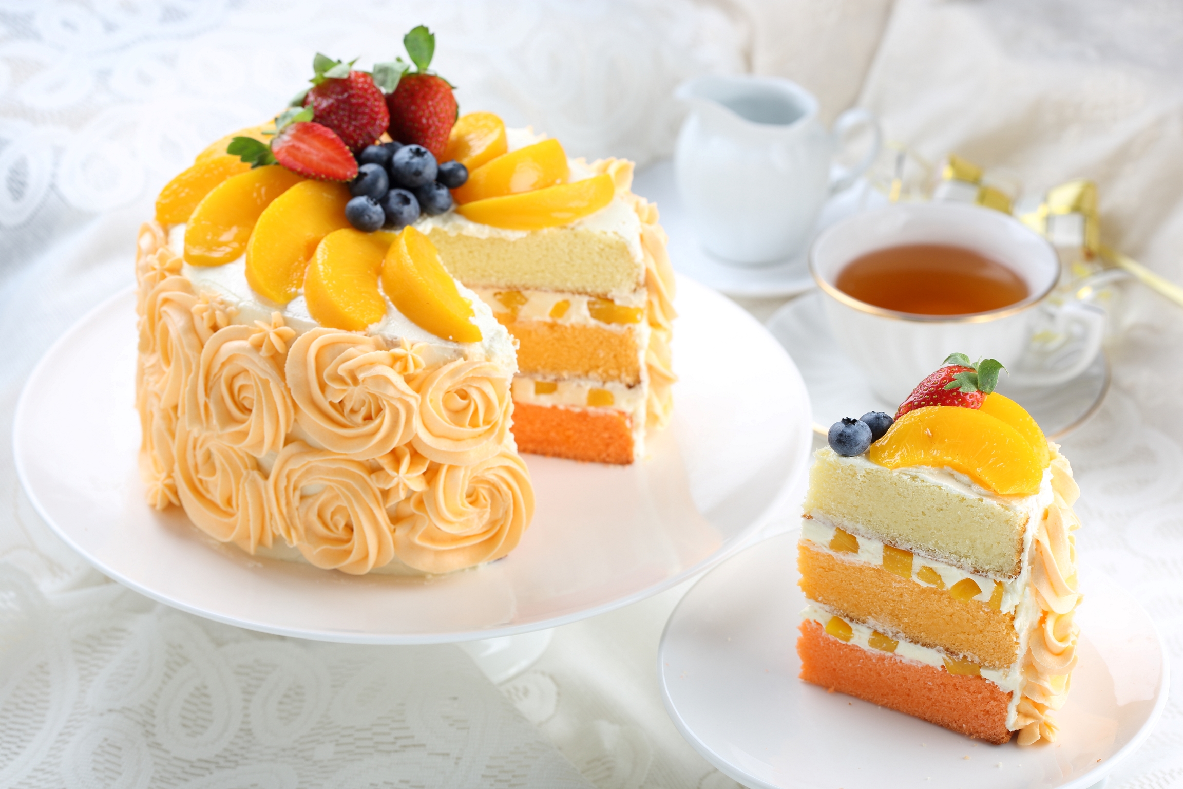 Premium Photo | Multi-colored birthday cake decorated with bright cream.  custom cakes concept.