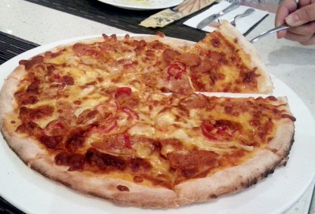 Spanish Chicken Chorizo Pizza.