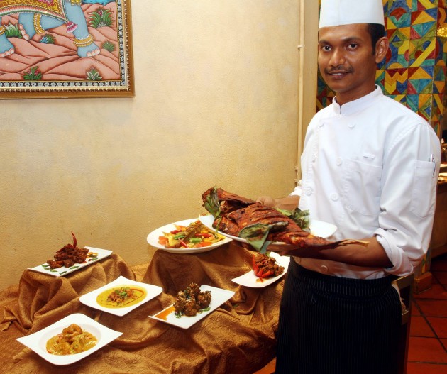 Chef Shinith is whipping up northern and southern Indian specialities for the Deepavali buffet.