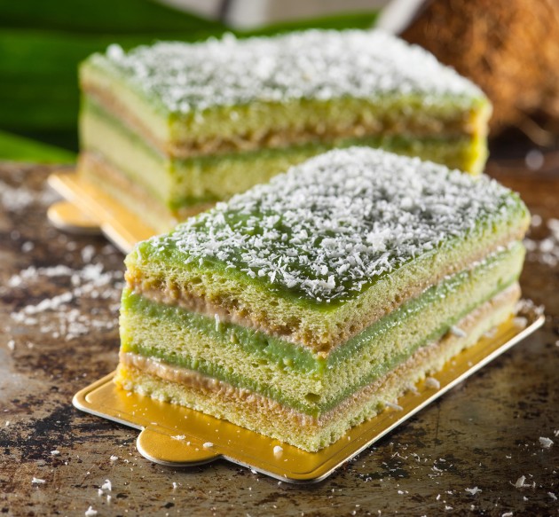 The Cendol Cake is a multi-layered, solidified version of the popular Malaysian dessert.