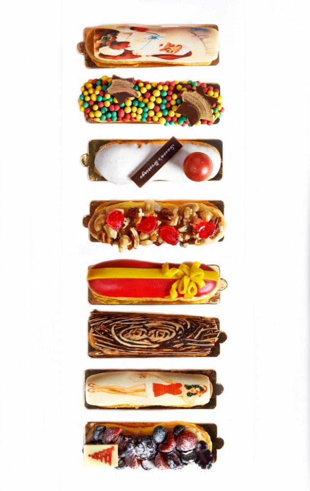 Assorted Christmas Eclairs.