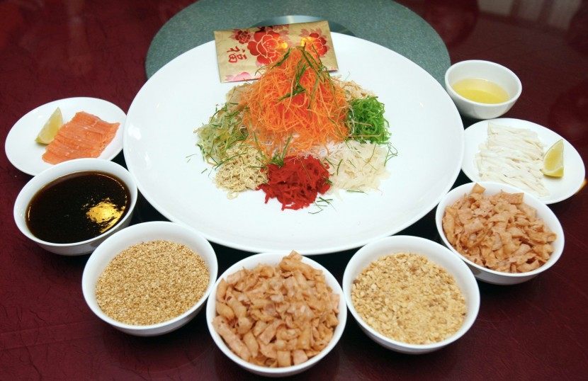 Abundance of Nobility Salmon & Abalone Yee Sang for the Chinese New Year menu at Premiere Hotel.