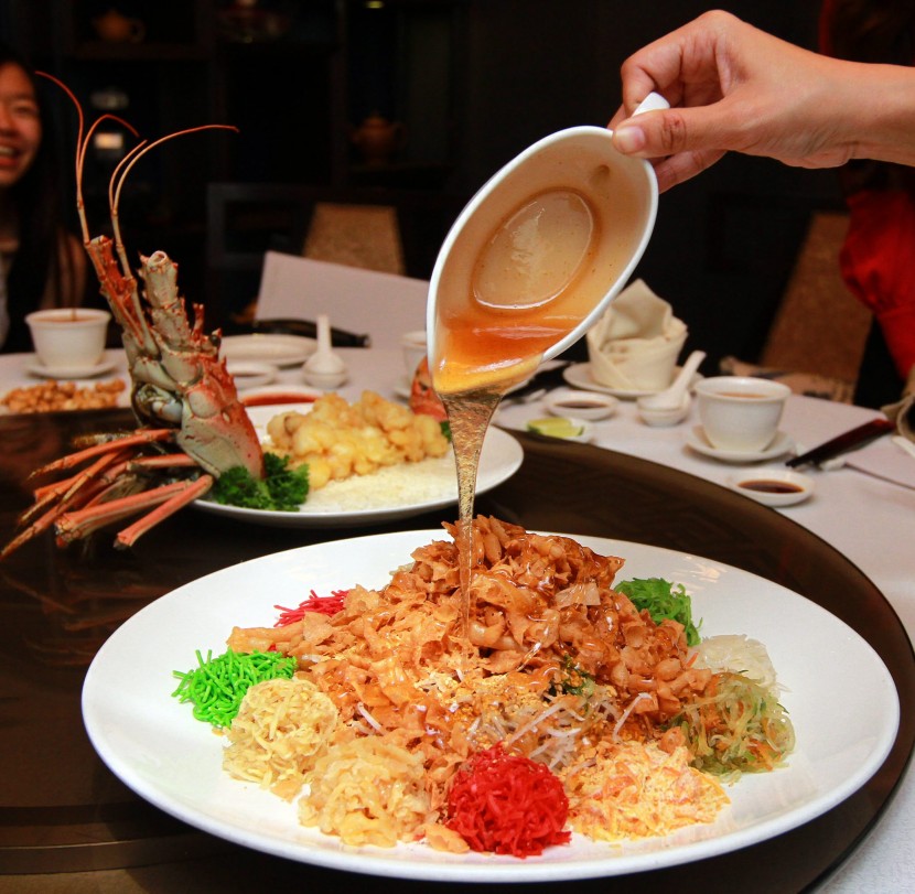 Fruits of the sea: The South African lobster tempura yee sang is interestingly decorated and presented.