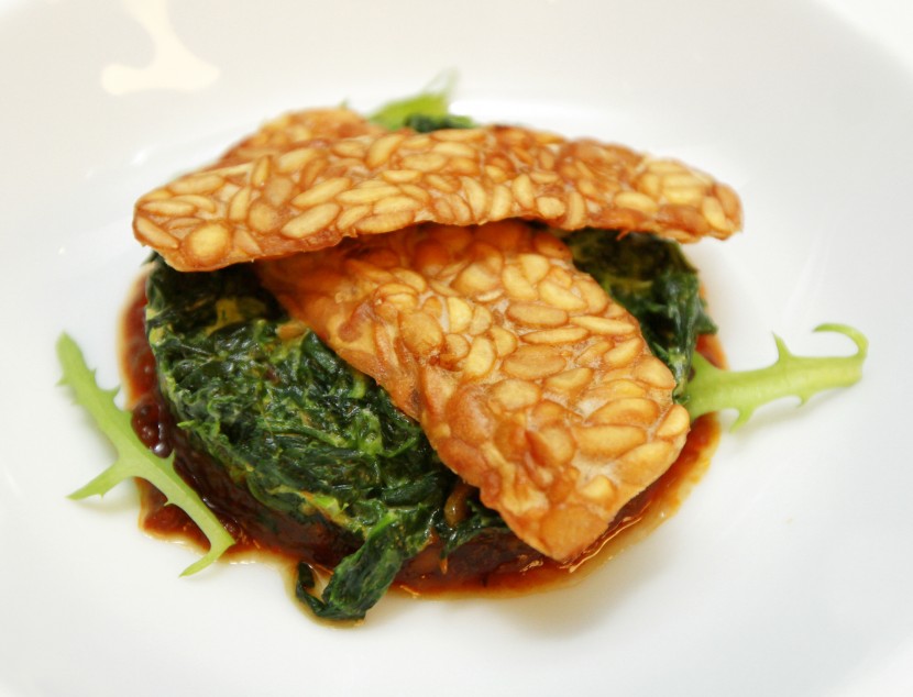 Best of both worlds: The Spinach Sambal with Crispy Tempeh is a dish of contrasting flavours and textures.