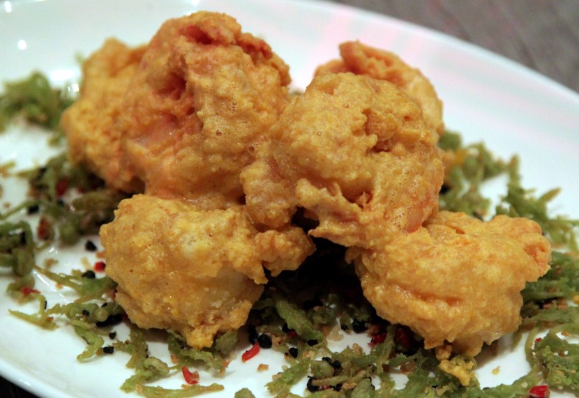 Full of flavour:Fried Savoury Lily Flower and Prawns Coated with Salted Egg York is a hard to resist offering.