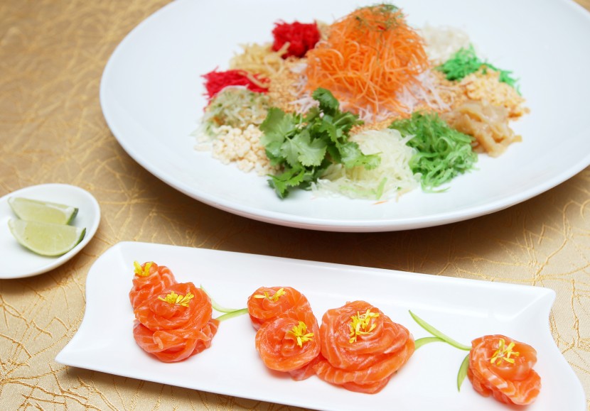 Good start: Toss to abundance of goodness with Salmon with Rice Crackers Yee Sang.