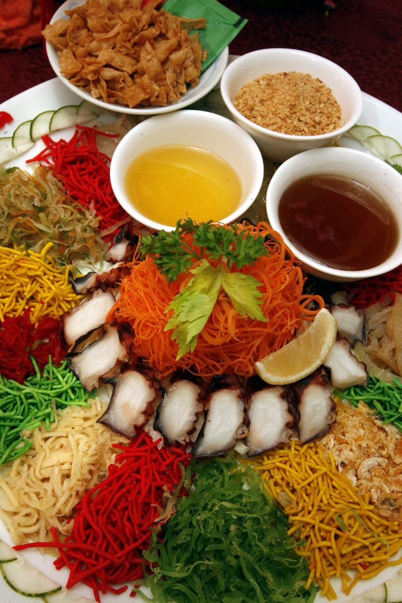 Toss for good luck: Yee Sang with Tako (octopus) is one of four yee sang dishes available at Han Pi Yuen this Chinese New Year