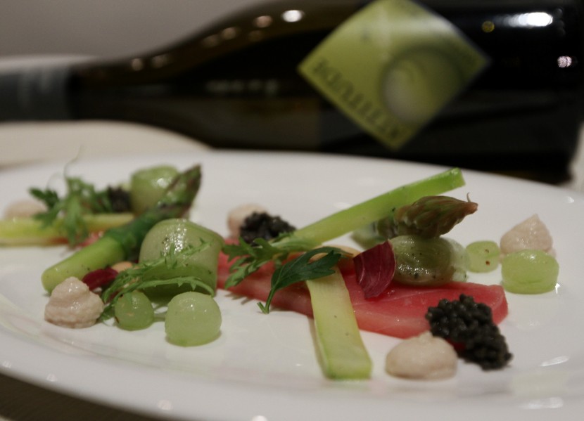 Starters: Sashimi from ahituna paired with Pascal Jolivet Altitude Sauvignon Blanc 2013.LOire Valley.
