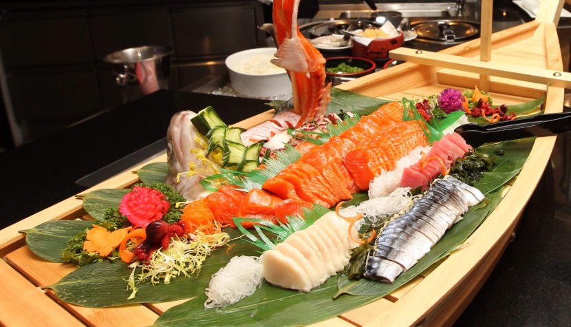 At the Japanese corner, diners are treated to a variety of sashimi and sushi.
