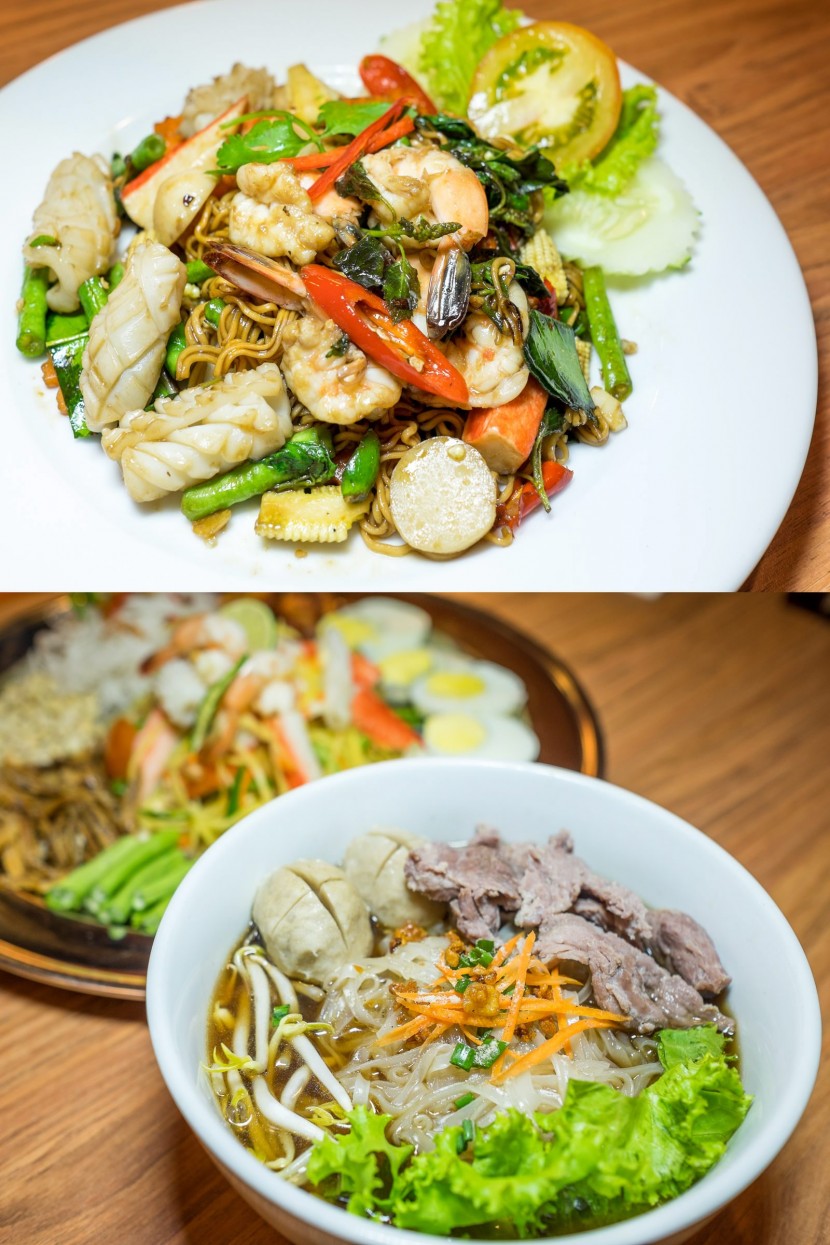 The Mama Kee Mao (top) and Thai beef noodle.