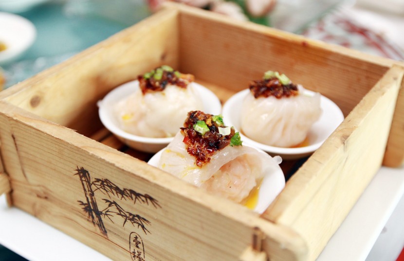 Eye-catching: Celestial Court Jumbo ‘Har Kao’ with Bamboo Pith topped with Truffle XO Sauce are bigger than the usual sized prawn dim sum.