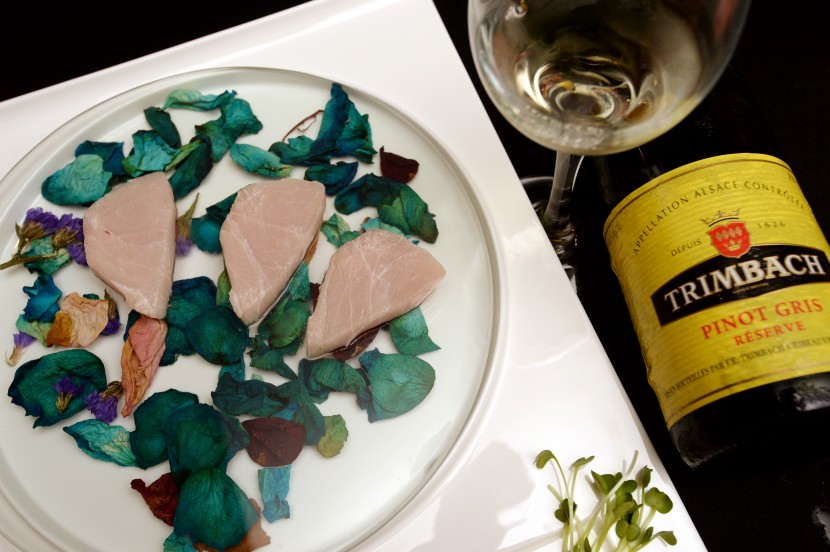 Japanese Wild Marlin Sashimi paired with F.E Trimbach Reserve Pinot Gris.