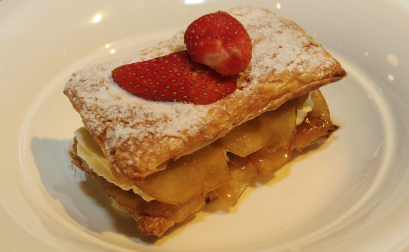 Caramalised Apple Mille-Feuille with Ricotta Cheese and Korean Strawberry.