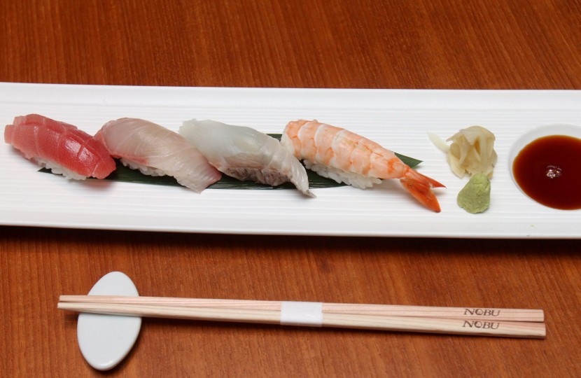 Just right: Nobu Assorted Sushi with toro, kampachi, hirame and local shrimp.