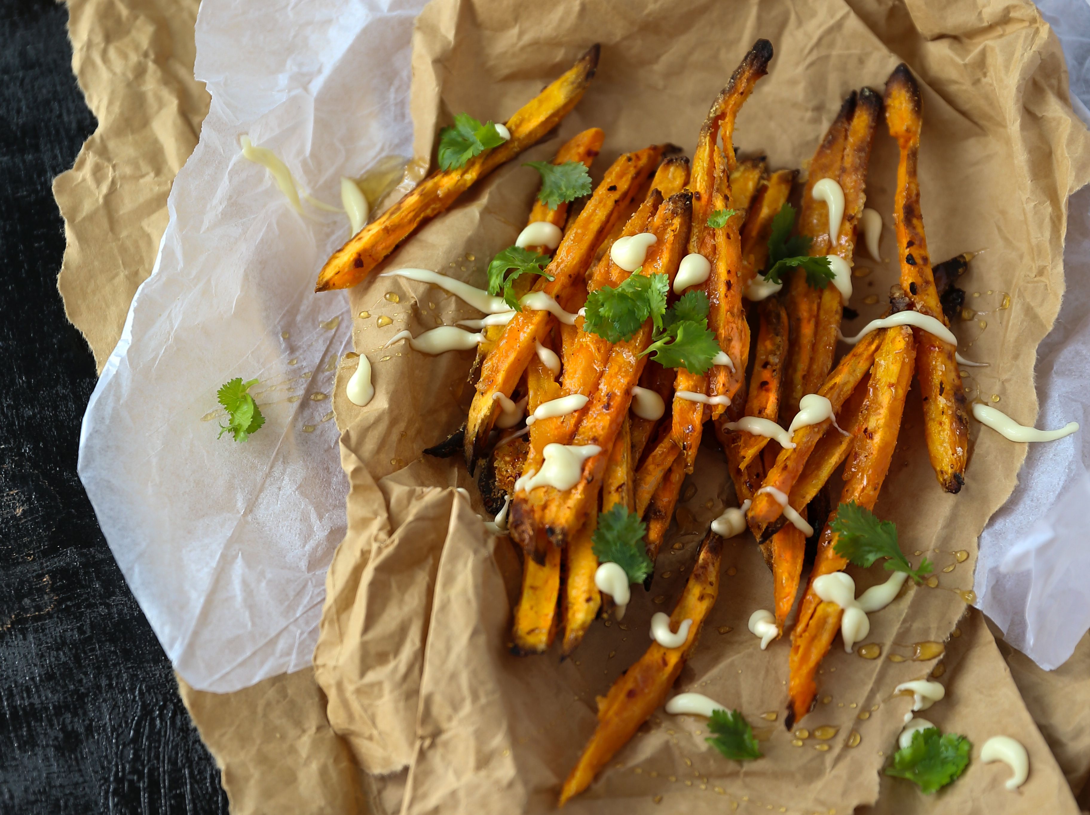 Sweet Potato Fries with Drizzles