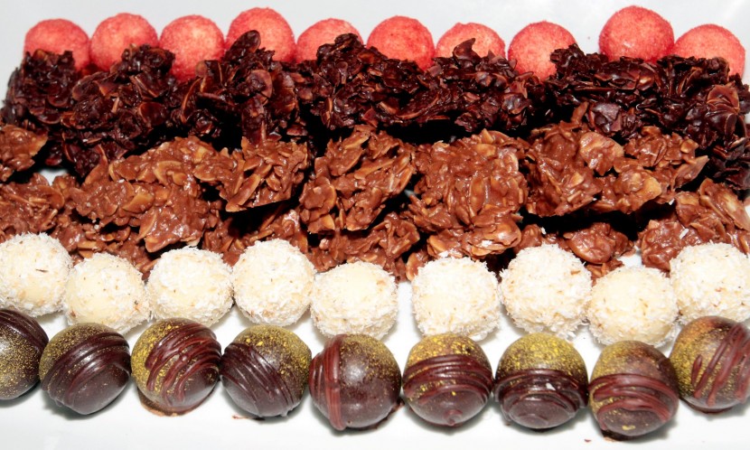 The dessert section has a delectable variety of chocolate pralines.