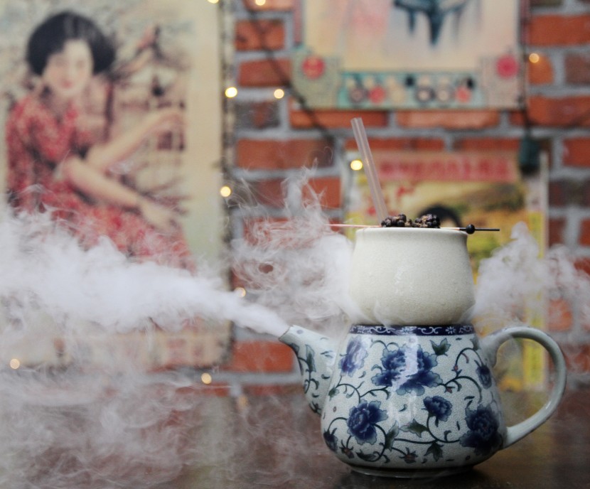 Order the Black Dragon cocktail and enjoy watching thick chilled fog oozing from a teapot.