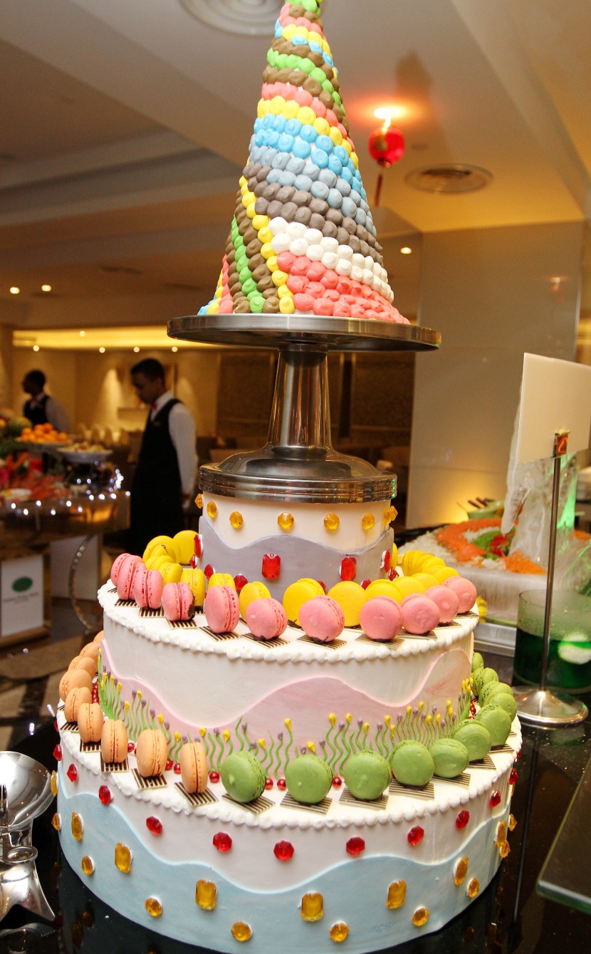 Colourful layers of dessert specially prepared for the Chinese New Year buffet.