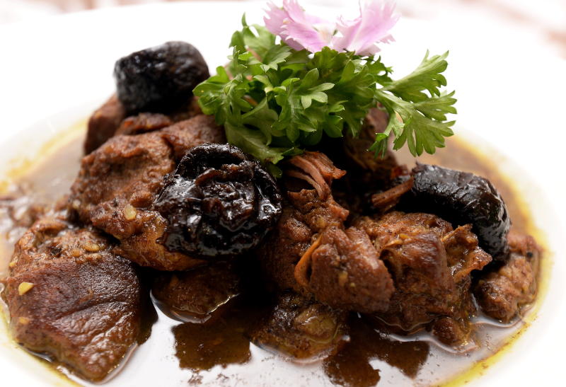 Another lamb dish is the Tajine Barkouk, a dish with prunes, coriander powder, leaf and honey.