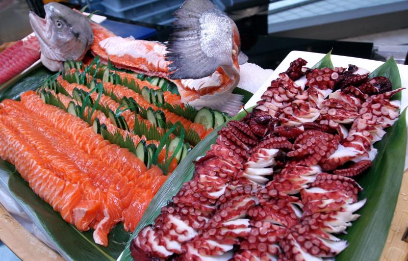 Diners can opt to break fast with sashimi from the Japanese section of the buffet.