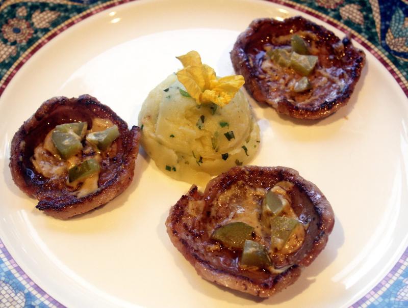 Lamb of Rings with Mustard and Gherkins comes with a classic pairing of mashed potatoes.