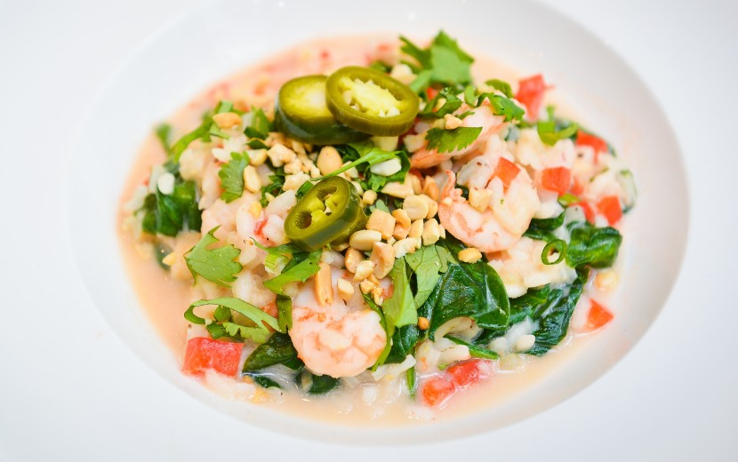 Shrimp & Coconut Risotto with Pickled Jalapeno