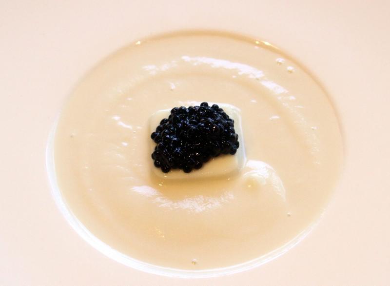 The warm and comforting Creme of Cauliflower with Avruga Caviar to kick off the meal.