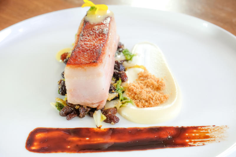 The presentation of pressed pork belly is just as good as its taste.