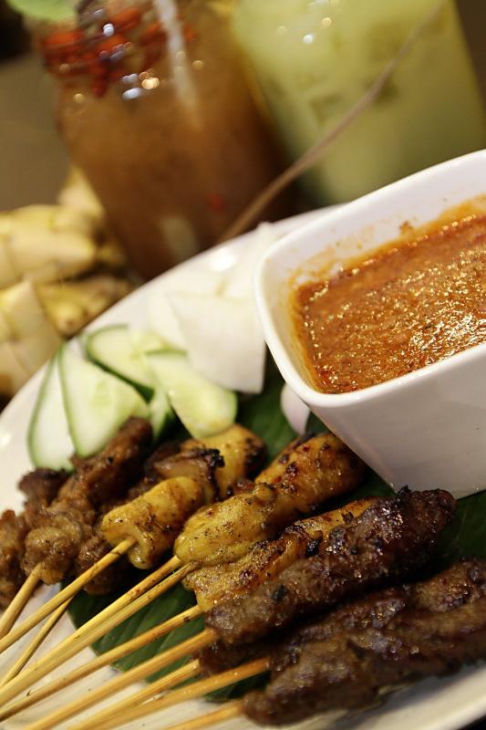 The sate, which is available in chicken, beef and mutton, is served with a tasty peanut dipping sauce.