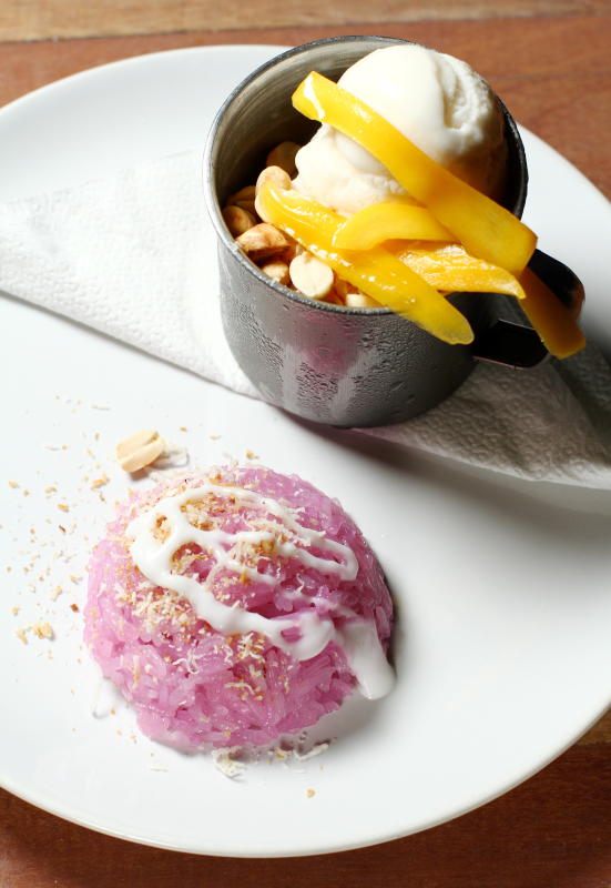 You don't have to go all the way to Thailand for a delicious serving of coconut ice-cream with mango slices and sticky rice.